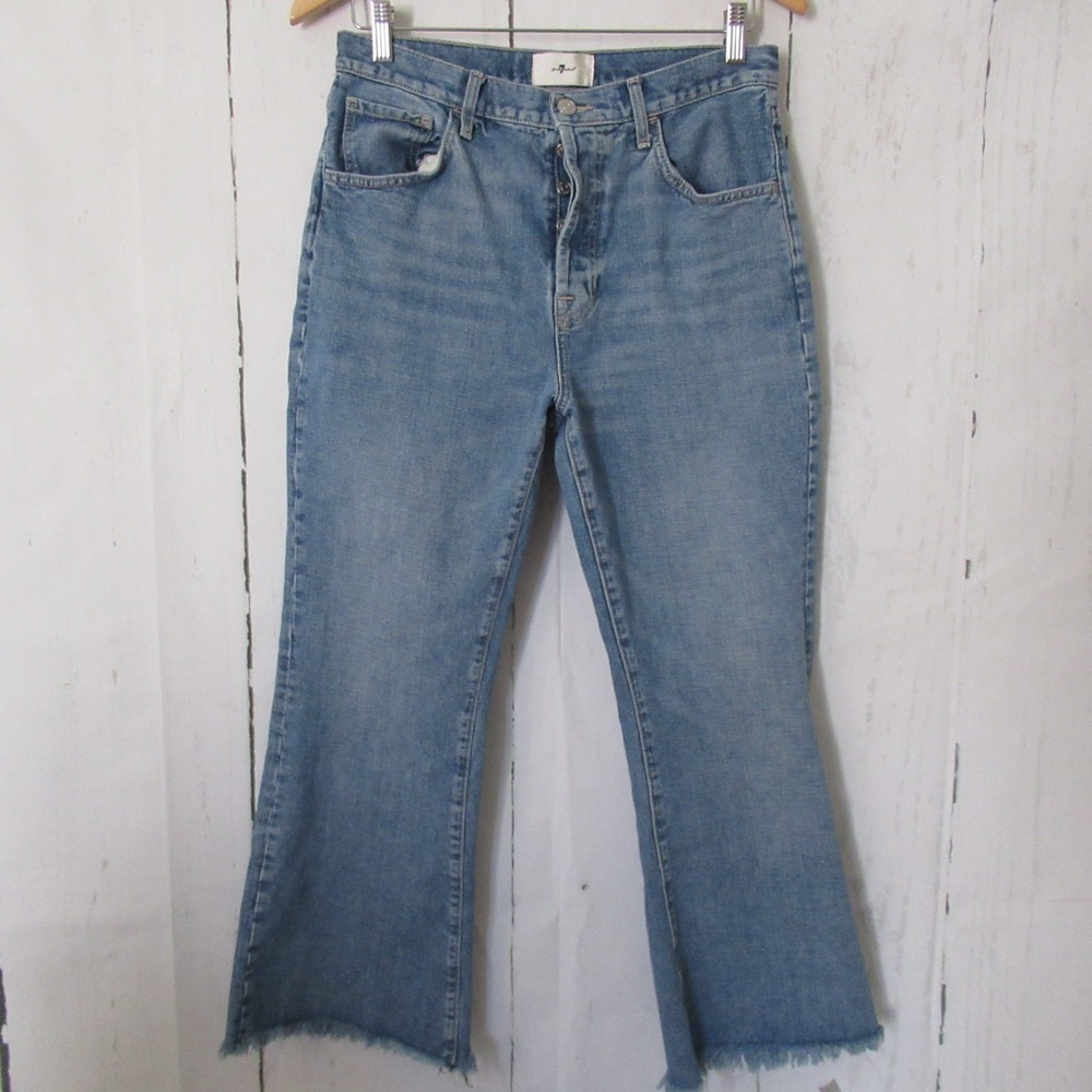 7‎ For All Mankind Jeans 28 Easy Boy Bootcut Cropped High Rise Button Fly